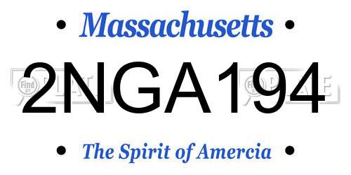 2NGA194 Massachusetts License Plate