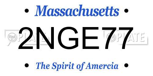 2NGE77 Massachusetts License Plate