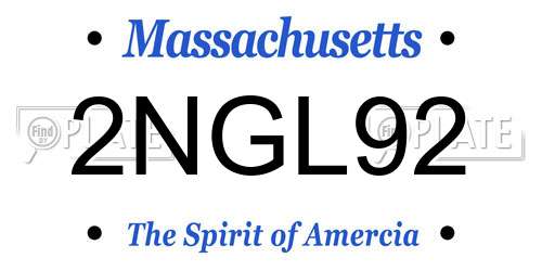 2NGL92 Massachusetts License Plate