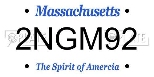 2NGM92 Massachusetts License Plate