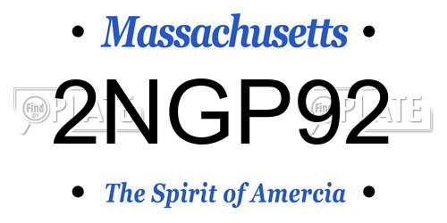 2NGP92 Massachusetts License Plate