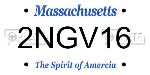 2NGV16 Massachusetts License Plate