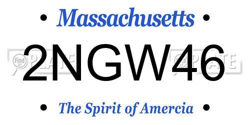 2NGW46 Massachusetts License Plate