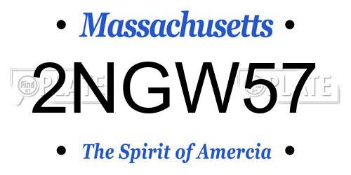 2NGW57 Massachusetts License Plate