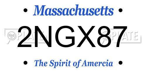 2NGX87 Massachusetts License Plate