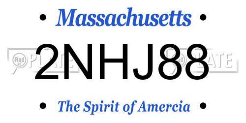 2NHJ88 Massachusetts License Plate