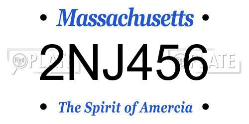 2NJ456 Massachusetts License Plate