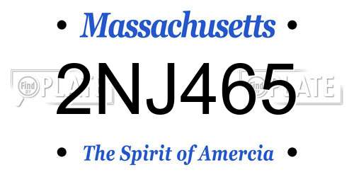 2NJ465 Massachusetts License Plate
