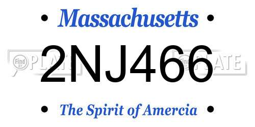 2NJ466 Massachusetts License Plate