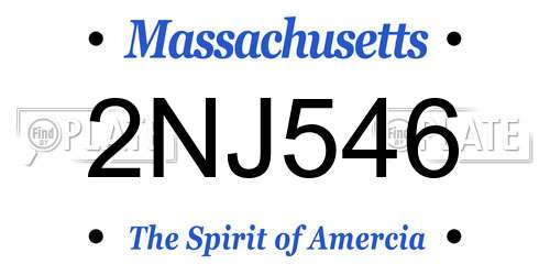 2NJ546 Massachusetts License Plate