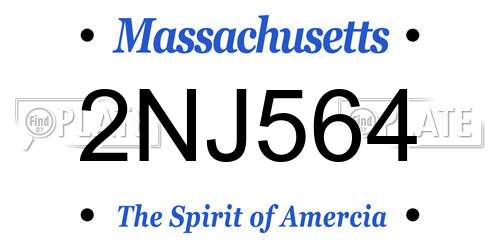 2NJ564 Massachusetts License Plate