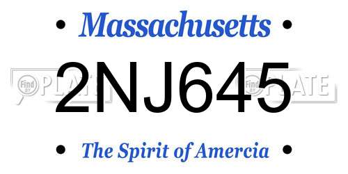 2NJ645 Massachusetts License Plate