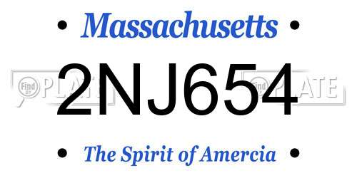 2NJ654 Massachusetts License Plate