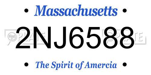 2NJ6588 Massachusetts License Plate