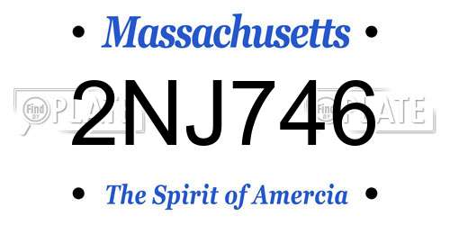 2NJ746 Massachusetts License Plate