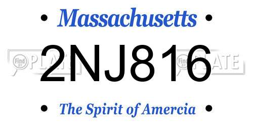 2NJ816 Massachusetts License Plate