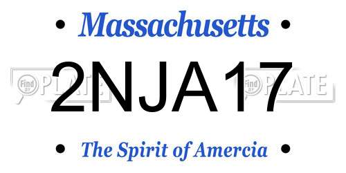 2NJA17 Massachusetts License Plate