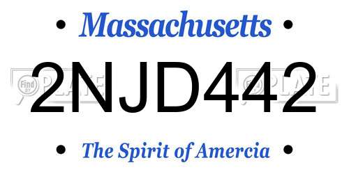 2NJD442 Massachusetts License Plate