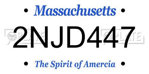2NJD447 Massachusetts License Plate