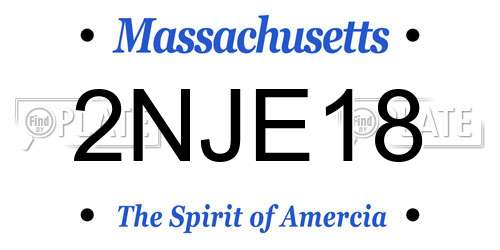 2NJE18 Massachusetts License Plate