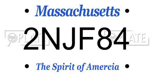 2NJF84 Massachusetts License Plate