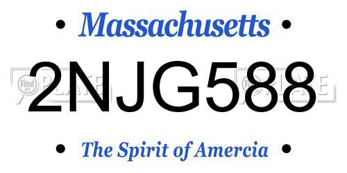 2NJG588 Massachusetts License Plate