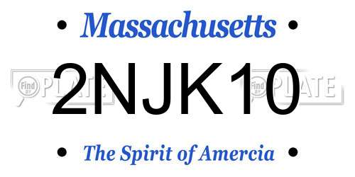 2NJK10 Massachusetts License Plate
