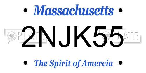 2NJK55 Massachusetts License Plate