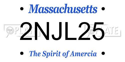 2NJL25 Massachusetts License Plate
