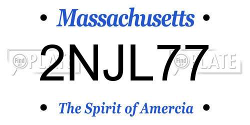 2NJL77 Massachusetts License Plate