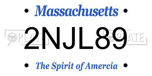 2NJL89 Massachusetts License Plate
