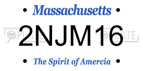 2NJM16 Massachusetts License Plate