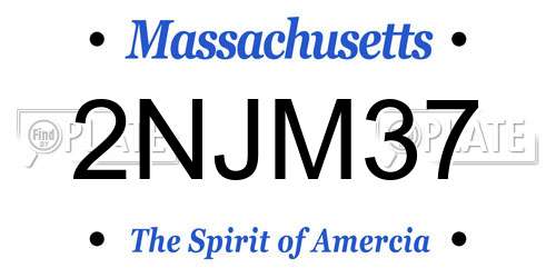 2NJM37 Massachusetts License Plate