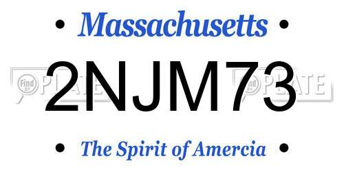 2NJM73 Massachusetts License Plate