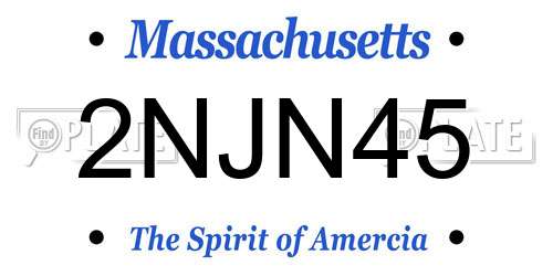 2NJN45 Massachusetts License Plate