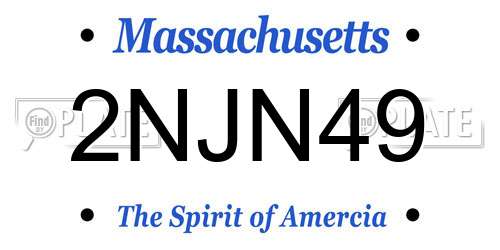 2NJN49 Massachusetts License Plate