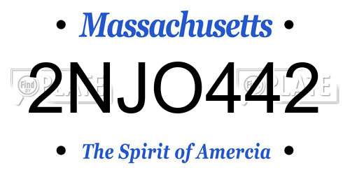 2NJO442 Massachusetts License Plate