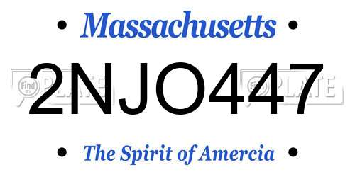 2NJO447 Massachusetts License Plate