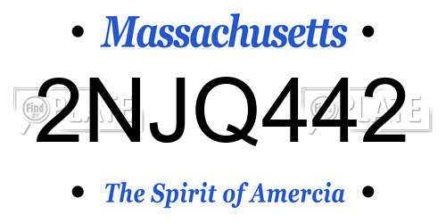 2NJQ442 Massachusetts License Plate