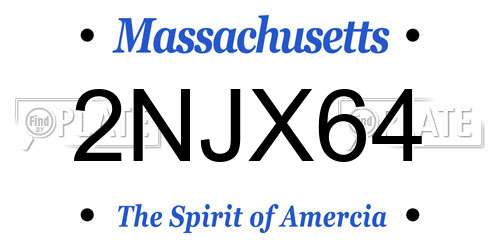 2NJX64 Massachusetts License Plate