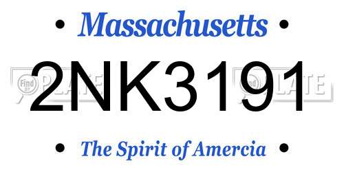2NK3191 Massachusetts License Plate