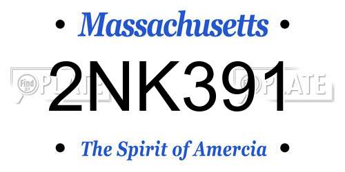 2NK391 Massachusetts License Plate