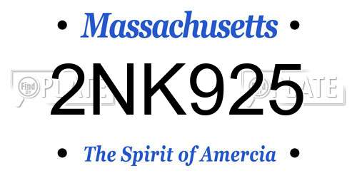 2NK925 Massachusetts License Plate