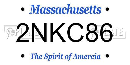 2NKC86 Massachusetts License Plate