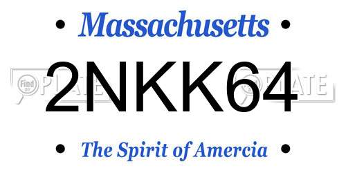 2NKK64 Massachusetts License Plate