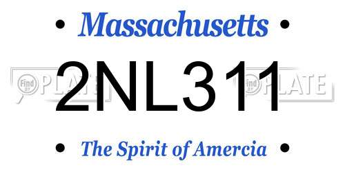 2NL311 Massachusetts License Plate