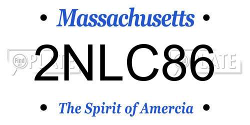 2NLC86 Massachusetts License Plate