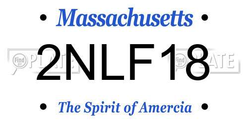 2NLF18 Massachusetts License Plate