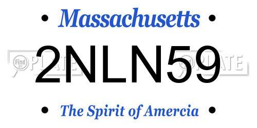 2NLN59 Massachusetts License Plate