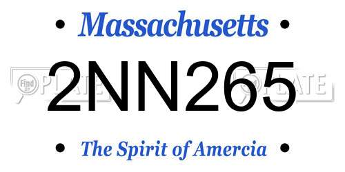 2NN265 Massachusetts License Plate